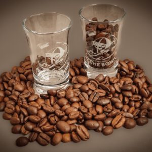 Glas mit Lasergravur.